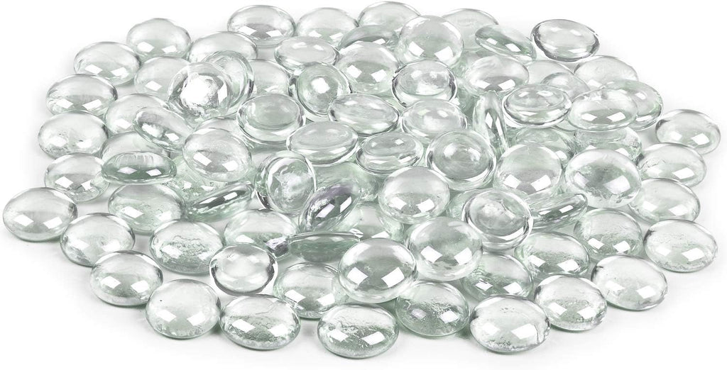 Clear Flat Glass Marbles Vase Filler Beads (5lb, 500 Stones) | Glass Pebbles, Mancala Gems