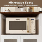 70.8" Kitchen Hutch Cabinet with Storage for Living & Dining Room, Kitchen Pantry Cabinet with LED Light & Outlet, White Cabinet with Walnut Tabletop