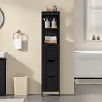 Yaheetech 56”H Bathroom Storage Cabinet, Narrow Freestanding Floor Cabinet with 3 Drawers & 2 Shelves, Tall Slim Bathroom Organization for Living Room/Hallway/Small Space,Black