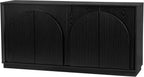 Real Relax 65 Inch Fluted Buffet Cabinet with Storage, Modern Symmetrical Arc Accent Sideboard Large Console Table for Living Room, Hallway, Entryway, 330LBS (Black)