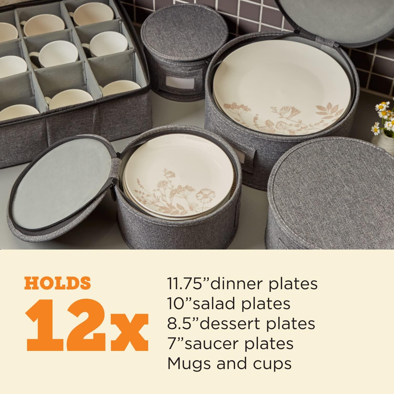 storageLAB China Storage Containers, Containers for Organizing, Hard Shell Case, Felt Plate Dividers, Moving Supplies, Storage Box, Wine, Dishes, Glasses Storage, Charger Plates Storage Containers