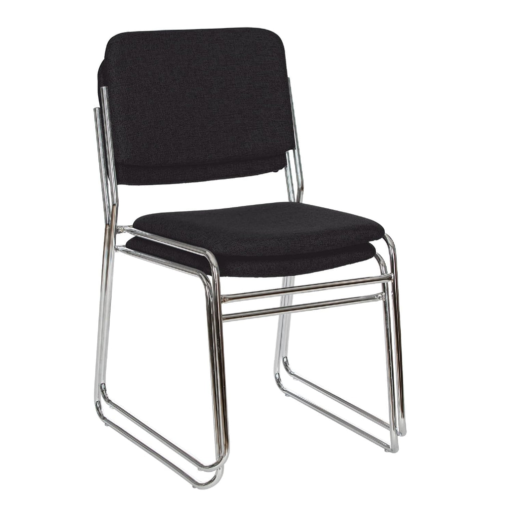 OEF Furnishings OEF8660/2 Commercial-Grade Fabric Padded Stack Chair (Black, 2-Pack)