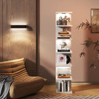 IBUYKE 7 Tier Wall Shelf Unit Floating Shelves with LED Lights,Lack Shelf for Wall Storage,Wall Mounted Vertical Display Shelf for Bedroom,Office,Bathroom White WBC017W