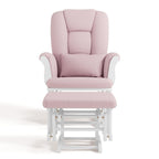 Storkcraft Tuscany Custom Glider and Ottoman with Free Lumbar Pillow (White/Pink Blush Swirl) - Cleanable Upholstered Comfort Rocking Nursery Chair with Ottoman