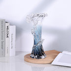 Hand Blown Blue Glass Vase, Unique Art Beautiful Ocean Glass Vase for Coastal Home Decor, Coffee Table, Living Room, Office Decor - 11.8" H(Large)