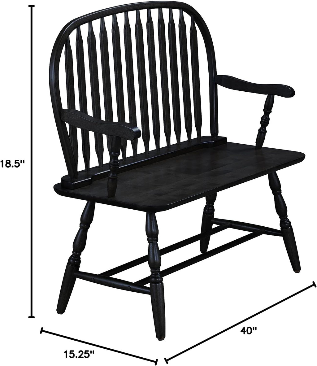 Carolina Living Windsor 44" Entryway Bench for Foyer, Entryway or Hallway, Antique Black