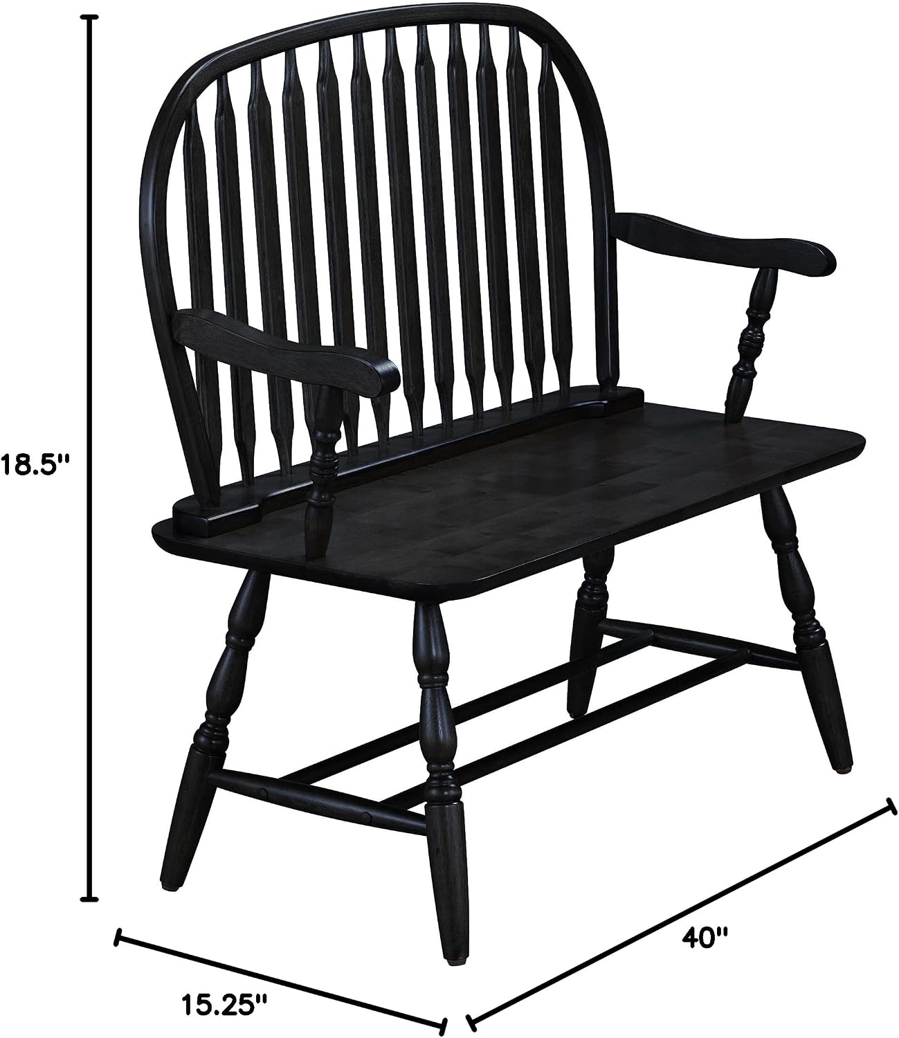 Carolina Living Windsor 44" Entryway Bench for Foyer, Entryway or Hallway, Antique Black