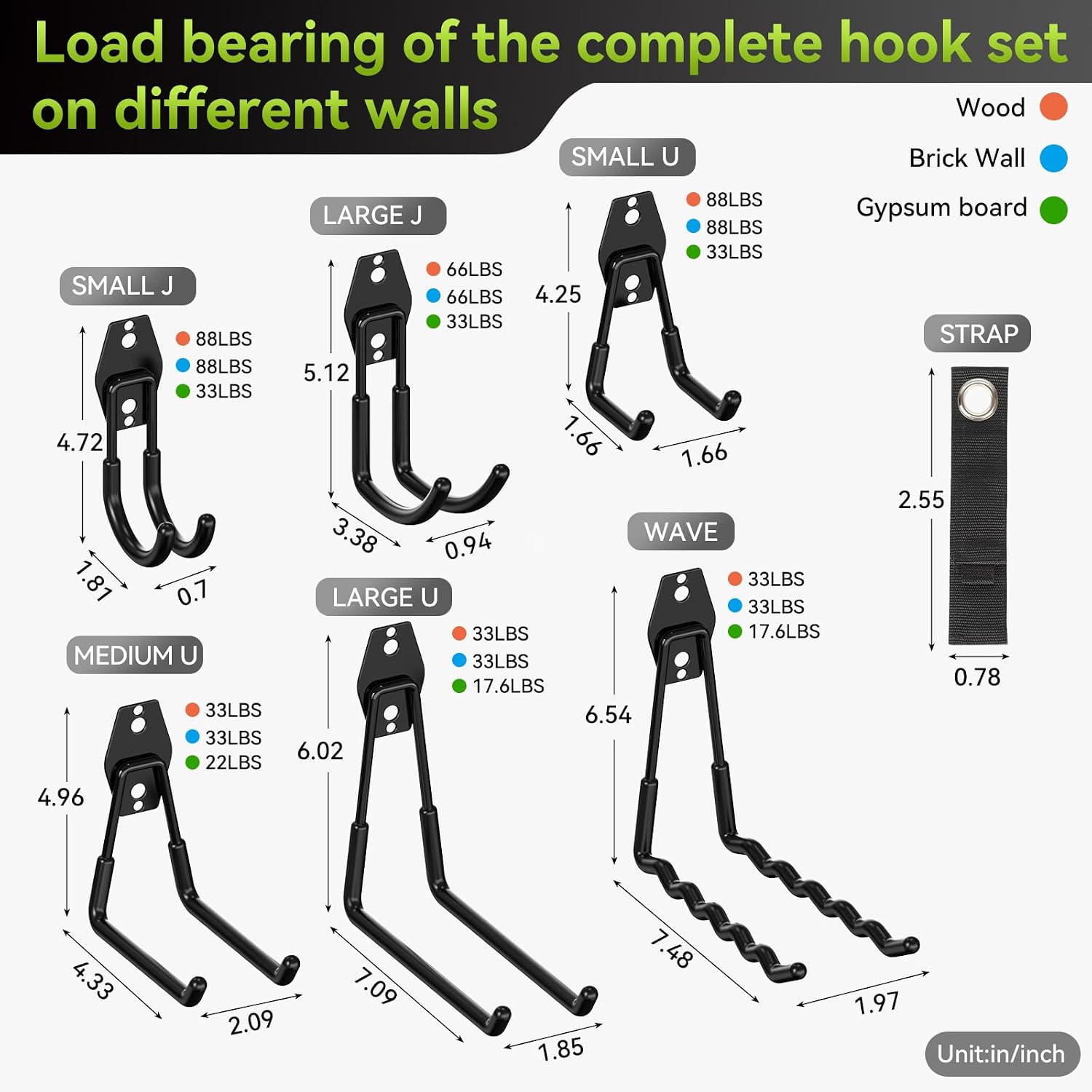18 Pack Garage Hooks Heavy Duty, Utility Steel Garage Storage Hooks, Garage Organization System with Anti-Slip Wall Mount Hangers for Hanging Bike, Ladder, Garden Tools (Black)