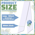 2 Pcs Hydrangea Wreath Sash for Front Door Spring Wreath Satin Sash for Holiday Decor Garland Ribbon Accessories for Front Dooryard Window Doorway Indoor Outdoor Party Decoration, 56" L x 4.5" W