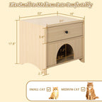2-in-1 Nightstand with Drawer Wooden Cat Bed End Table, Modern Cat Bedside Table Hideaway Small Side Table for Living Room Bedroom