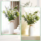 Artificial Flowers in Vase Set, Eucalyptus Stems and Baby’s Breath Bundle, Fake Plants Floral Arrangement with Ceramic Vase for Table Centerpiece Home Décor