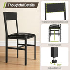 Dining Chairs Set of 4, Upholstered Kitchen Chairs with Ergonomic Backrest & Padded Seat, Metal Legs, Modern Dinner Chair for Kitchen Dining Room, Home, Cafe, Black