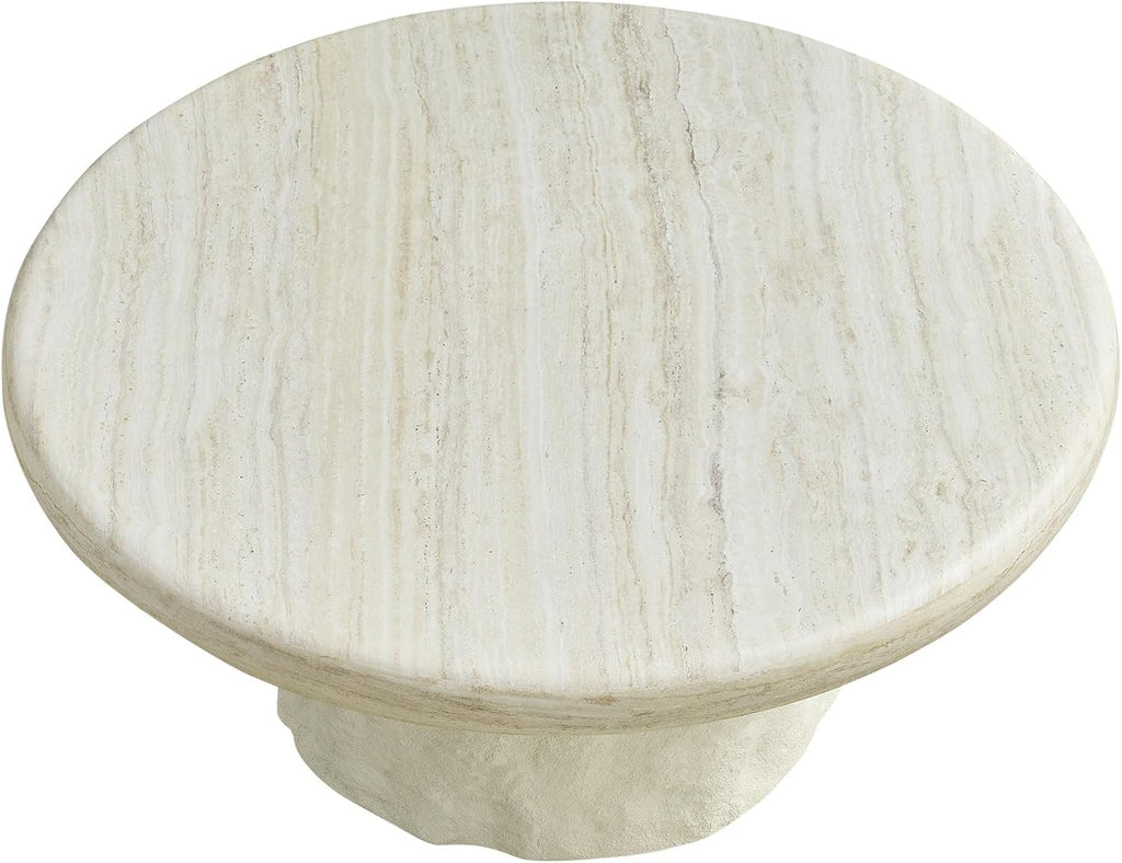 35" Durable Fiberglass Nightstand Couch Side Table with Round Edge Small Bedside Table with Modern Design for Living Room Office, Beige
