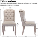 Ya-Home Modern Tufted Dining Chairs Set of 8, Upholstered Kitchen Side Accent Chairs with Wingback Nail Trims Wood Legs, Farmhouse Guest Chairs for Dining/Living Room, Linen Beige
