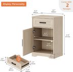 WAMPAT 32-Inch Tall Farmhouse End Table Set of 2 with Drawers and Adjustable Storage Shelves, Wood Side Table with Barn Doors for Living Room,Bedroom,Beige Wood