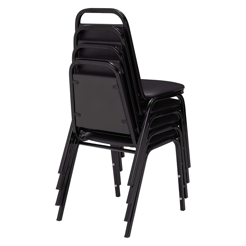 National Public Seating NPS 9100 Series Vinyl Stacking Chair, Panther Black/Black, 4/Pack (9110-B/4)