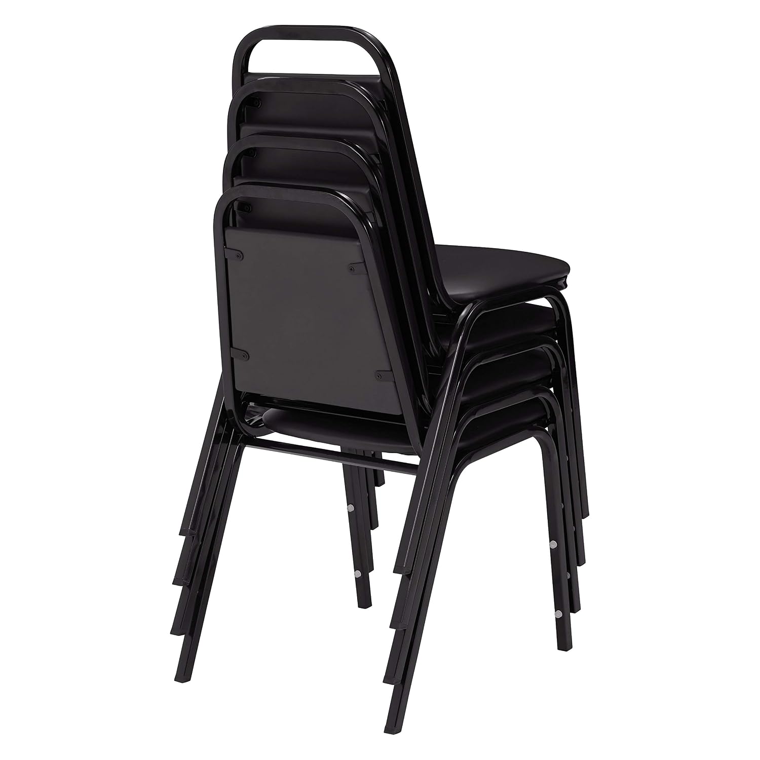 National Public Seating NPS 9100 Series Vinyl Stacking Chair, Panther Black/Black, 4/Pack (9110-B/4)