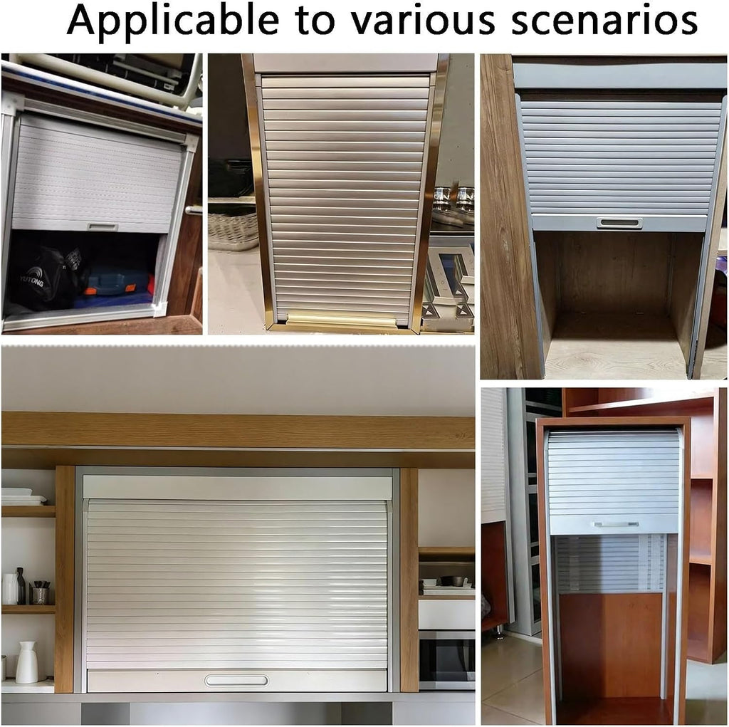 Tambour Sliding Door Cabinet Kitchen Cabinet Doors Retractable Flexible Pull-Down Space Saving with Track for Spice Sauce Pet Supplies(80x90 cm)