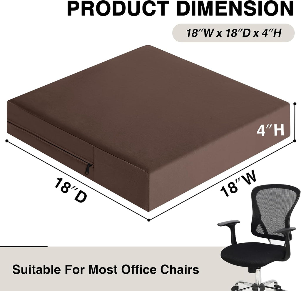 Tromlycs Chair Seat Cushions for Recliners Gel Memory Foam Extra Large Chair Cushions for Seniors 18 x 18 x 4 Inch Brown