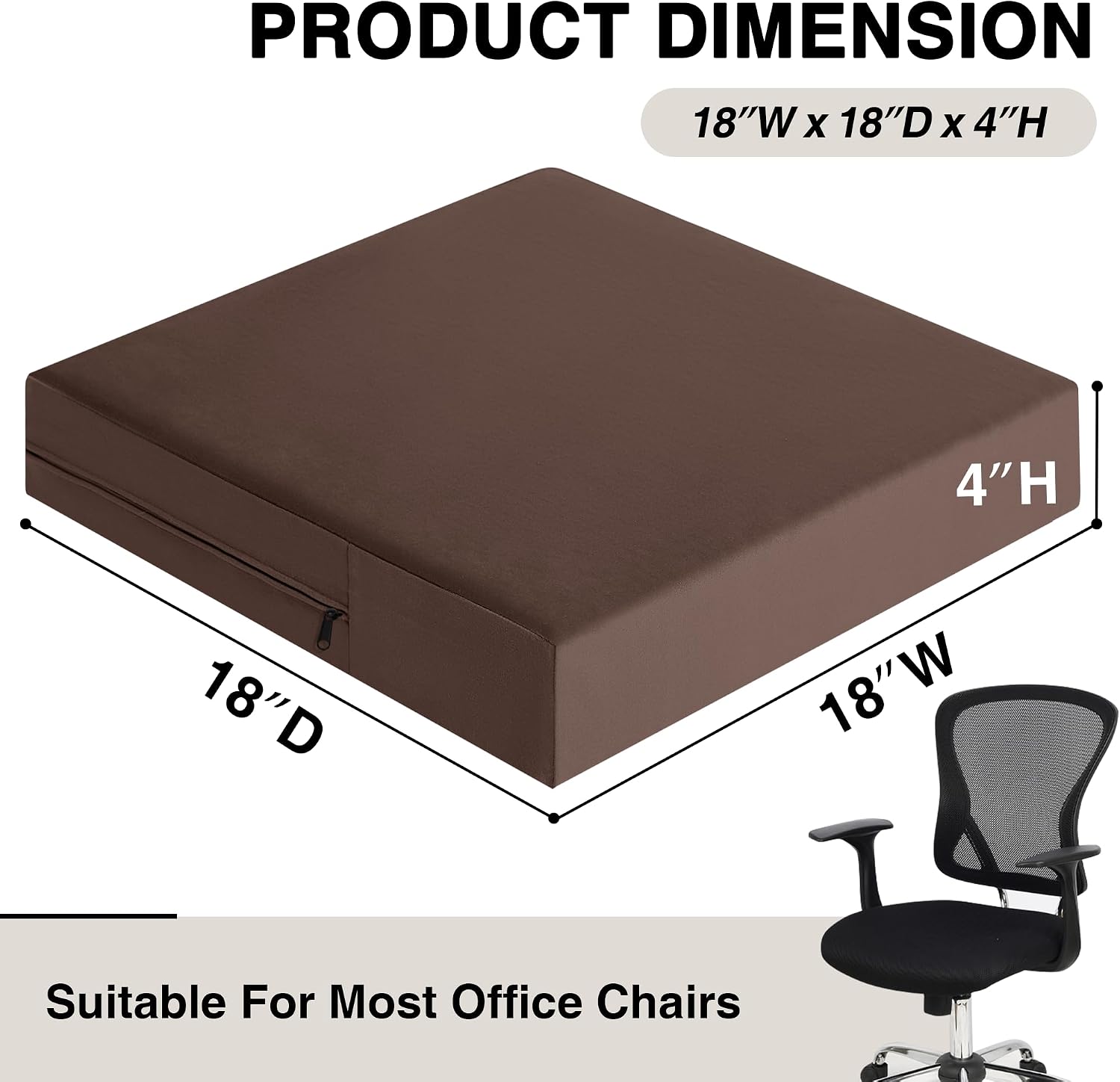 Tromlycs Chair Seat Cushions for Recliners Gel Memory Foam Extra Large Chair Cushions for Seniors 18 x 18 x 4 Inch Brown