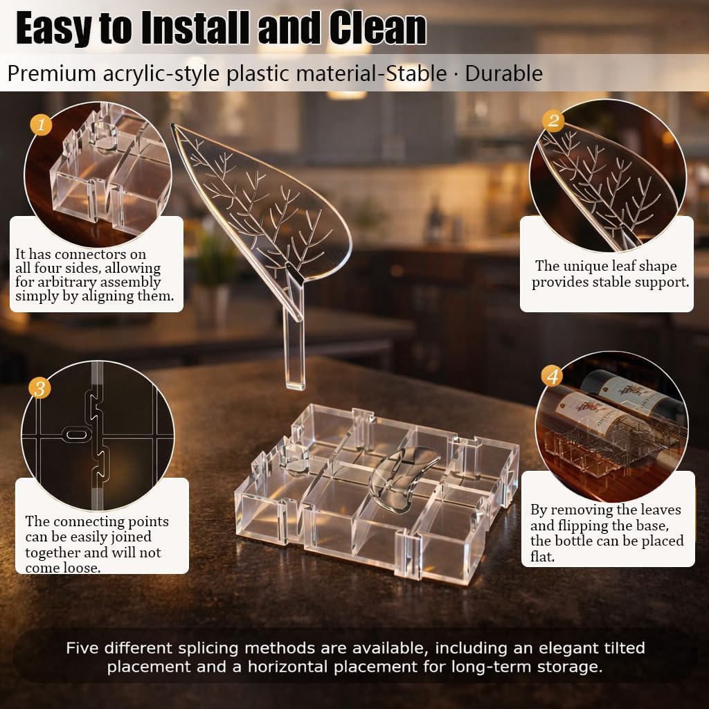DIY Modular Wine Bottle Holders,Wine Bottle Stands for Display,Expandable Single Wine Rack,Unique Wine Gifts for Wine Lovers,Decorative Wine Bottle Organizer for Living Room,Dining Room,Bar