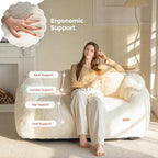 MAXYOYO Bean Bag Chair for Adults, Floral Shaped Bean Bag Sofa | Ultra Soft Faux Fur Floor Sofa, Large Reading Chair for Living Room Bedroom, Beige, Double