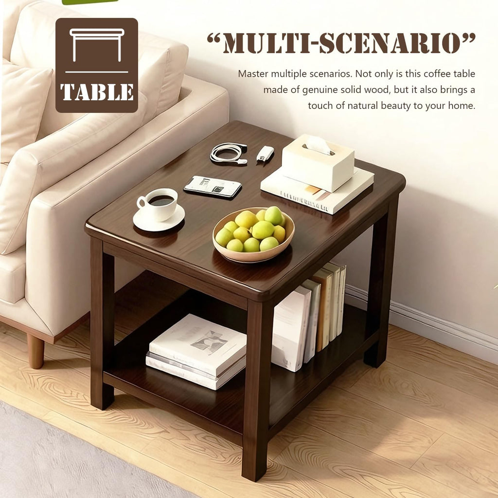 YUNMUARIY-Living Room Side Table,Walnut End Tables,Wood Side Table,Small Square Table for Small Space,13.77 Inches Wide Farmhouse End Tables for Hallway,Bedroom,Corners,Easy Assembly.