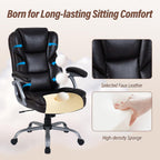 Giantex Executive Office Chair, Leather Ergonomic Computer Desk Chair w/Rocking Function, Padded Seat & Arms, Height Adjustable Gaming Chairs, High Back Rolling Swivel Chair for Home Office (Espresso)