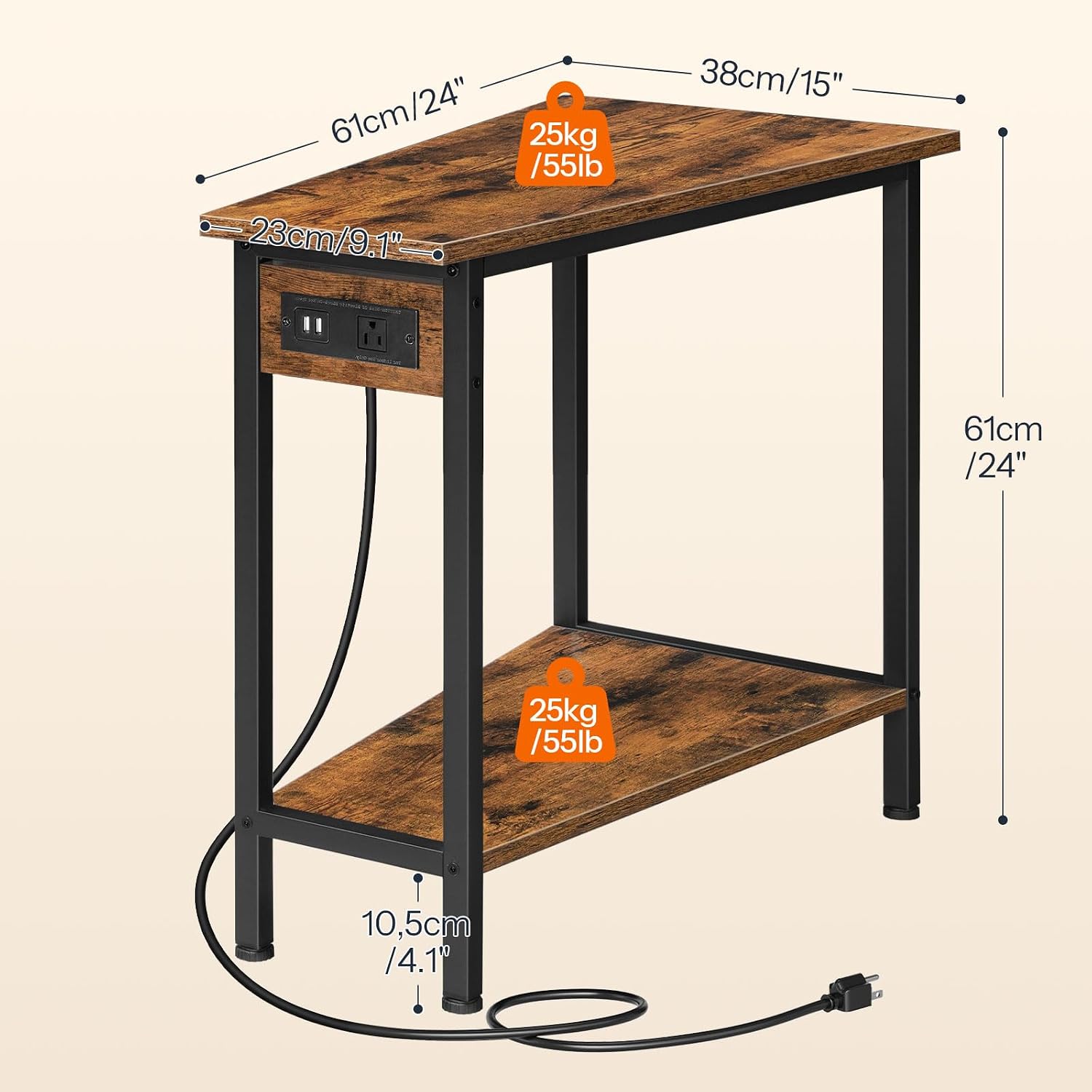 HOOBRO Wedge End Table and Wire Cube Storage Organizer, Recliner Wedge Side Table, 9-Cube Shelves, Modular Shelves with Metal Grid, DIY Closet Cabinet BF64UBZ01G1-BF09CW01