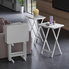Winsome Alex Set of 4 Foldable Snack Tables with Storage Rack, Easy to Store Portable Fold Up Table Set for Kitchen, Living Room TV Dining, Crafts, Puzzles, Work from Home