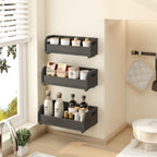 Tea Bag Organizer Storage Holder- Bamboo Countertop Teabag Display Rack 3-Tier Stackable Wall Mount Large Capacity for Pantry Kitchen Office Coffee Station (Black)