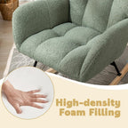 Nursery Rocking Chair Teddy Upholstered Glider Rocker Rocker Accent Chair with High Backrest Armchair Comfy Side Pocket Modern Rocking Accent Chairs for Living Room, Nursery, Office-Green