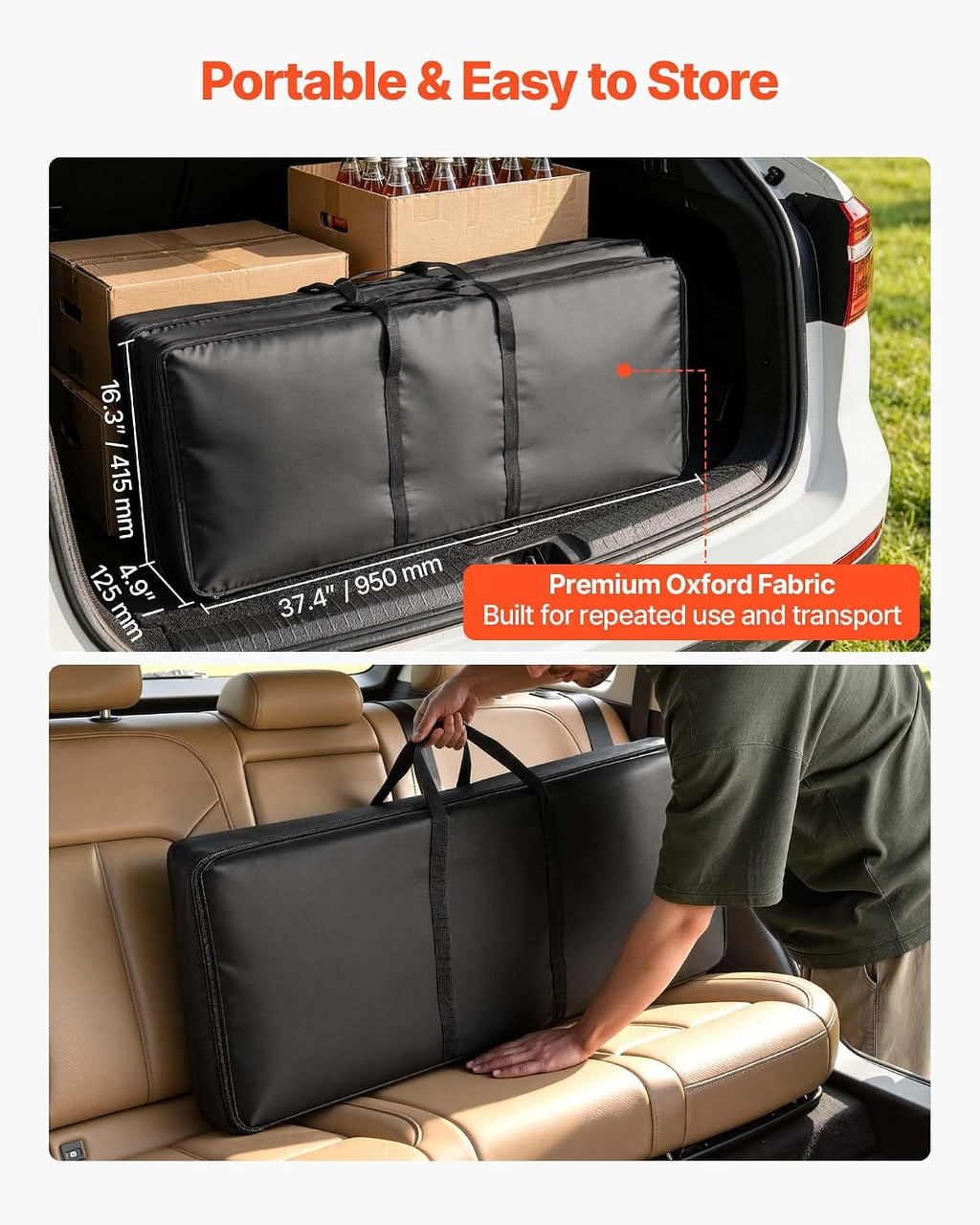 VEVOR Folding Portable Bar Table, 2 pcs, 38.6 x 15.2 x 34.3 in, with Carry Bag, Storage Shelf, Detachable Skirt, Quick and Easy Setup, Foldable Mobile Bartending Station for Events, Party, Tradeshow