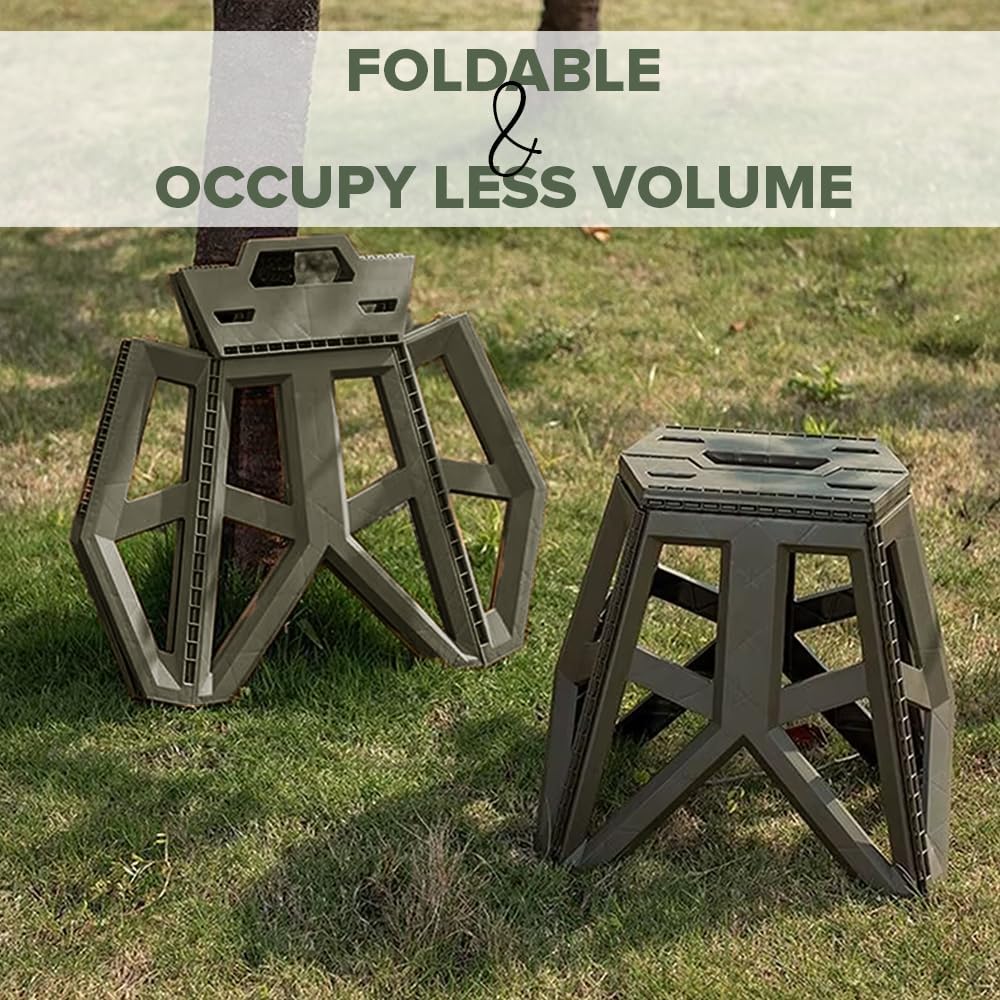 Folding Stool Nonslip Platform Chair | Large Portable Stool for Camping | Collapsible Fold Up Stepping Stool | Compact Plastic Foldable Step Stool for Bathroom | Pack of 1 (Small)