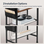 HOOBRO End Table with Charging Station, Small Side Table with Magazine Holder, Nightstand Bedside Table, 3-Tier Storage Shelf for Small Space, Living Room, Bedroom,Rustic Brown and Black BF412UBZ01