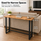 Solid Pine Wood Bar Table 47.2" - Industrial Counter Height Pub Table with Heavy Duty Steel Frame - Narrow High Top Table for Kitchen Island Home Bar & Small Spaces - Rustic Farmhouse (No Stools)