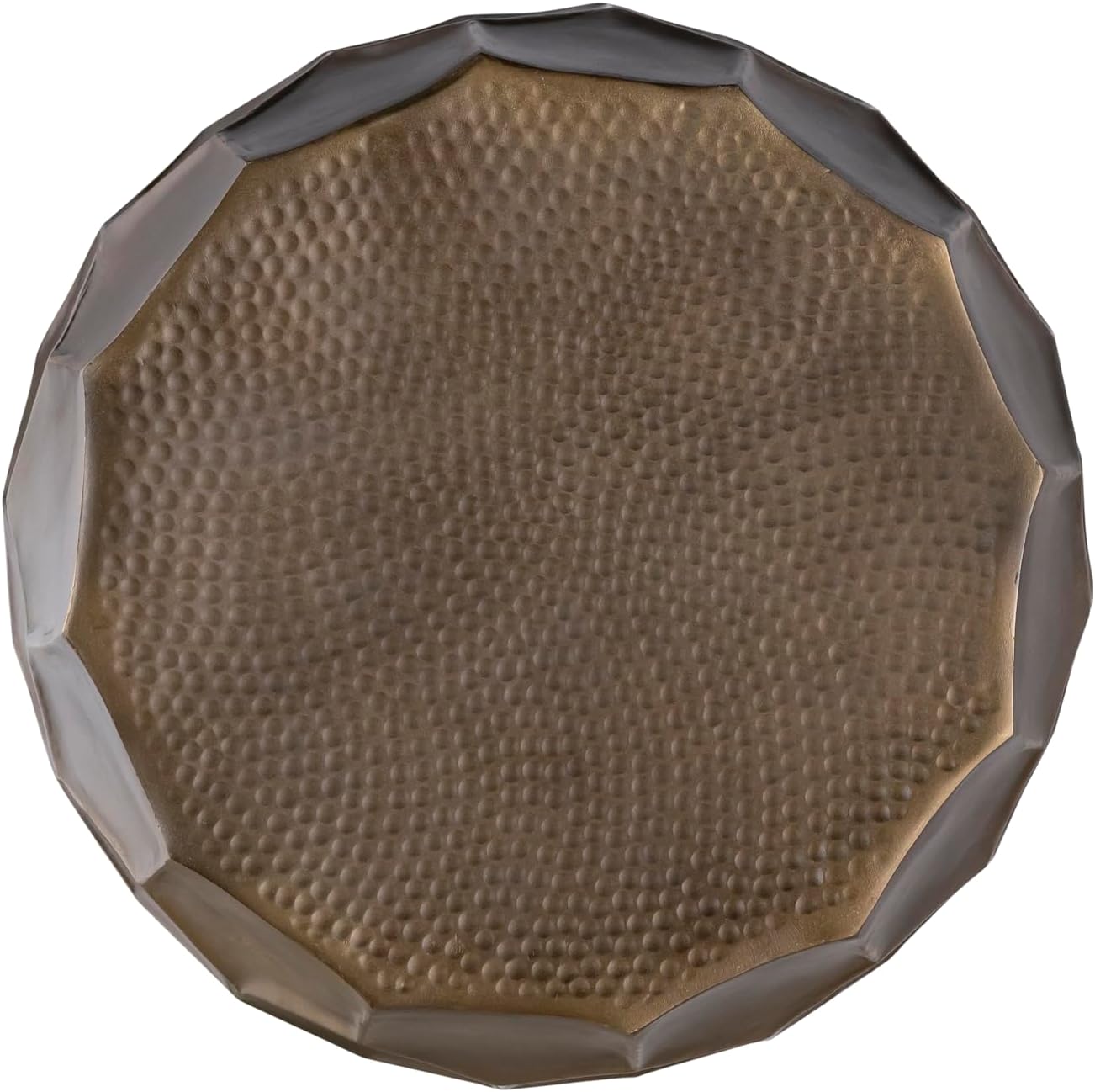 Modern Contemporary Aluminum Material 21" Height End Table, Side Table with Glossy Diamond-Patterned Base Gold