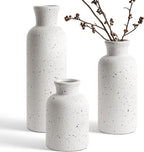 LE TAUCI Ceramic Vase Set of 3, Matte Flower Vases for Fresh or Dried Flowers, Modern Farmhouse Home Decor for Coffee Table, Mantel, Shelf, Entryway, Speckled White