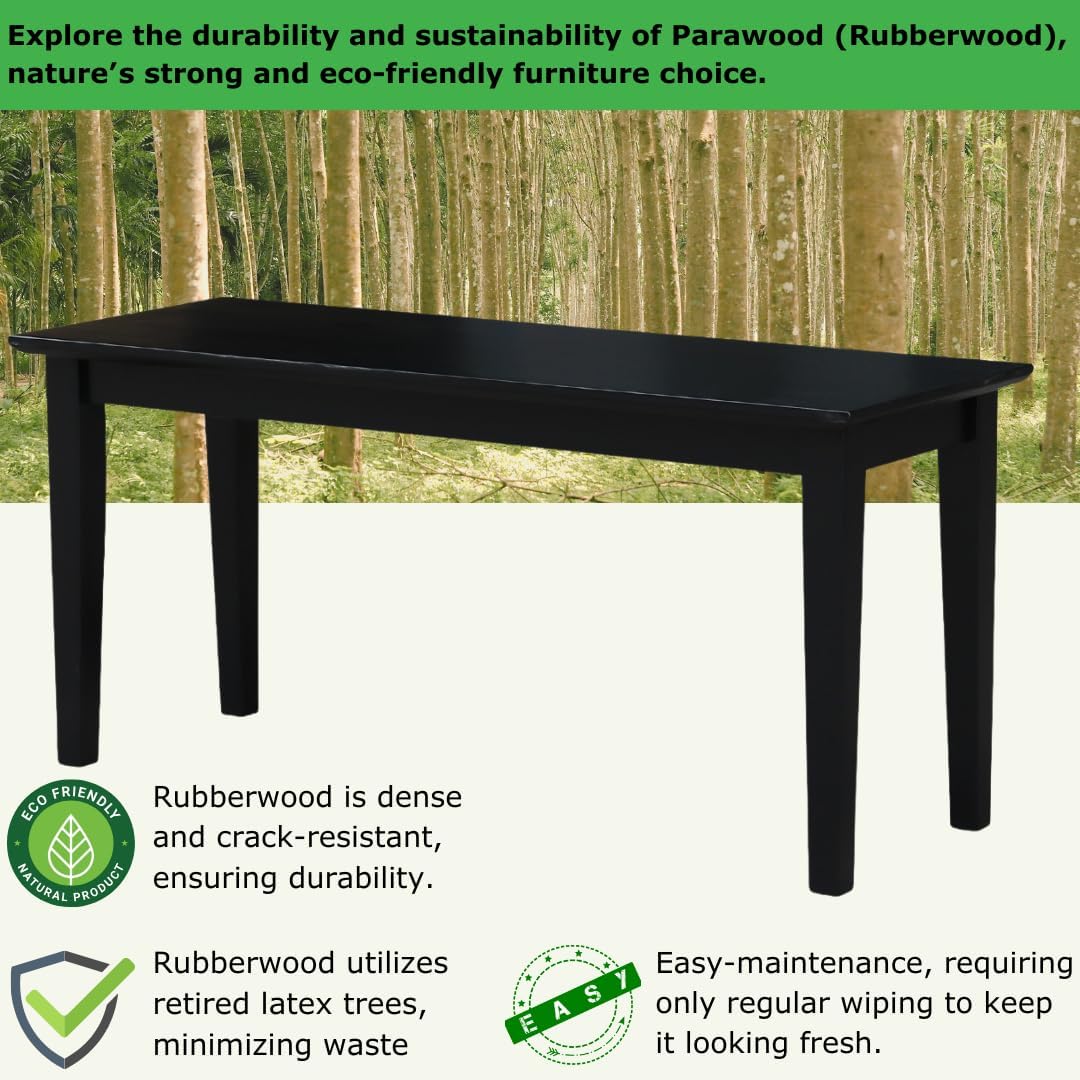 International Concepts Shaker Style Bench, 39-Inch Wide, Solid Parawood, Unfinished