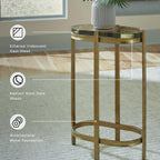 Signature Design by Ashley Porterville Modern Accent Table with Cast Glass Top, Gold