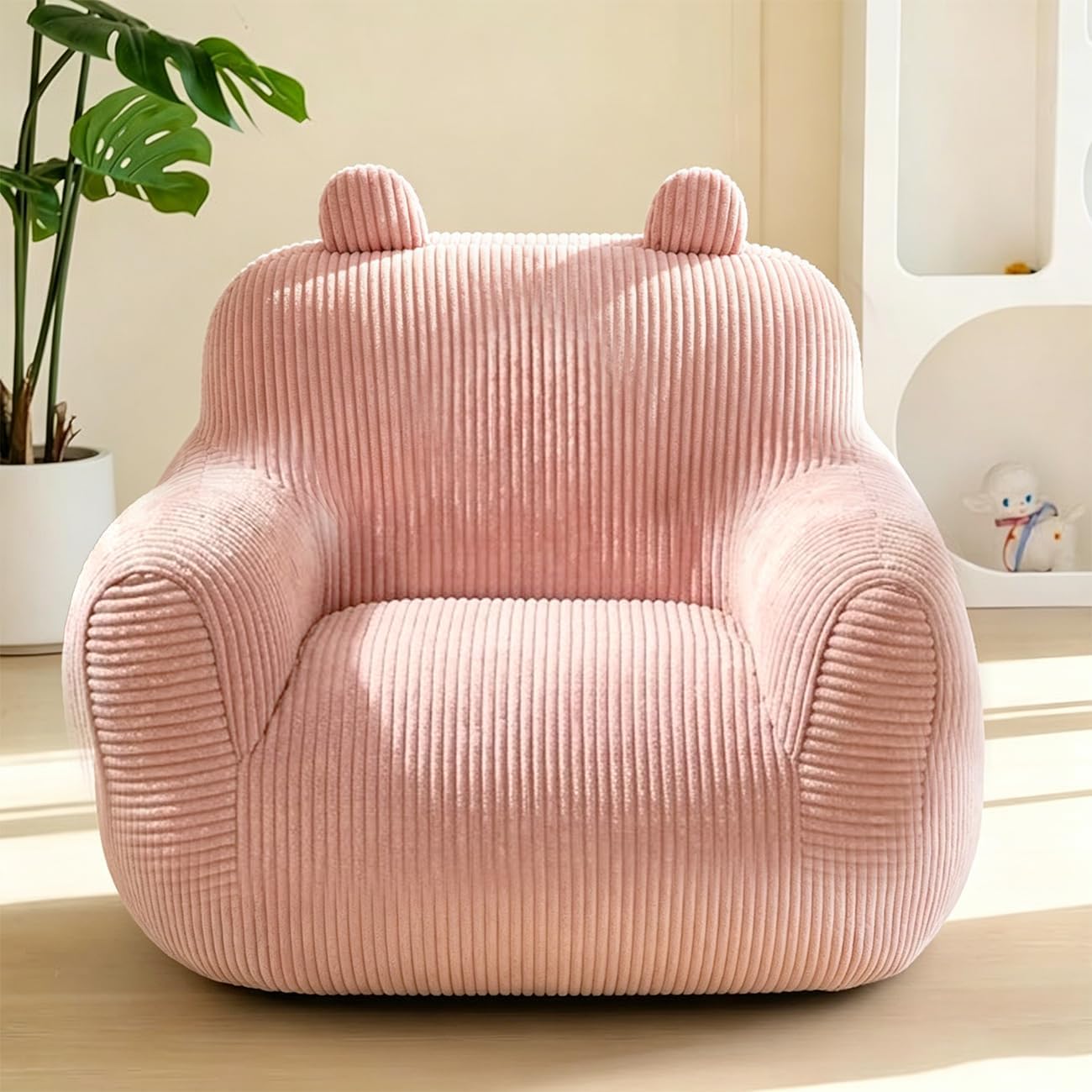 Stuffed Animal Bean Bag Storage Chair Cover (No Filler) Soft Washable Stuffable Removable Premium Organizing Plush Toys Comfortable Organizer Keep Clutter with Premium Adults (Pink, Sofa with Filler)