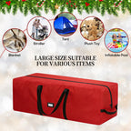 Christmas Tree Storage Bag - Fits Up to 9 Ft Large Artificial Christmas Tree, Heavy Duty 600D Oxford Cloth Xmas Tree Container with Handles & Zipper - Red