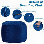 HABUTWAY Bean Bag Chair 3Ft Luxurious Velvet Ultra Soft Fur with High Rebound Memory Foam Bean Bag Chairs for Adults Plush Lazy Sofa with Fluffy Sponge 3' (Blue)