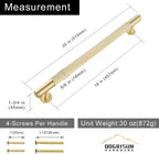 QOGRISUN 1-Pack Solid Brass Appliance Handle Pull, 18 Inch (457mm) Hole Center Grooved Gold Cabinet Pull,Heavy Duty Brushed Brass Drawer Handle for Kitchen Cabinets, Cupboard, Dresser– Eleganza