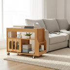 Solid Wood Narrow Side Table with Storage W/Magazine Rack Night Stand Small Couch Side Table for Bedroom Living Room Dining Room