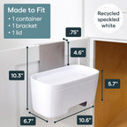 YouCopia DoorStash Garbage Bag Dispenser, Hanging Kitchen Cabinet Door Trash Bag Organizer with Removable Lid for Storage, Speckled White