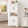 70” Tall Kitchen Pantry Cabinet with Doors & Adjustable Shelves, Modern Freestanding Storage Hutch, Sturdy Wood Buffet Organizer for Kitchen, Living Room, Bathroom, Laundry Room