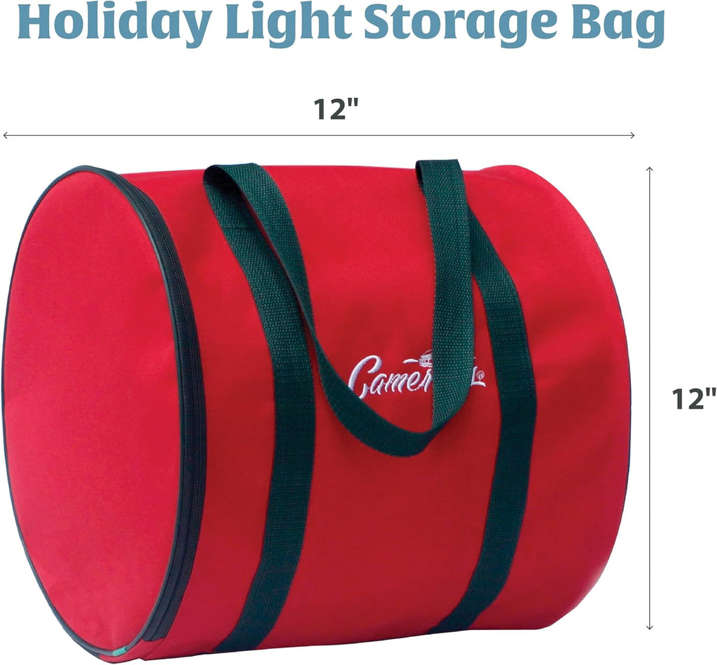 Christmas Light Storage Reel 3 Pack w Zippered Carrying Bag Case- 12" XL Heavy Duty Metal Construction for Xmas Holiday Tree Lights, Wind up Extension Cords, Garland- Holiday Decoration Organizer