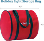 Christmas Light Storage Reel 3 Pack w Zippered Carrying Bag Case- 12" XL Heavy Duty Metal Construction for Xmas Holiday Tree Lights, Wind up Extension Cords, Garland- Holiday Decoration Organizer