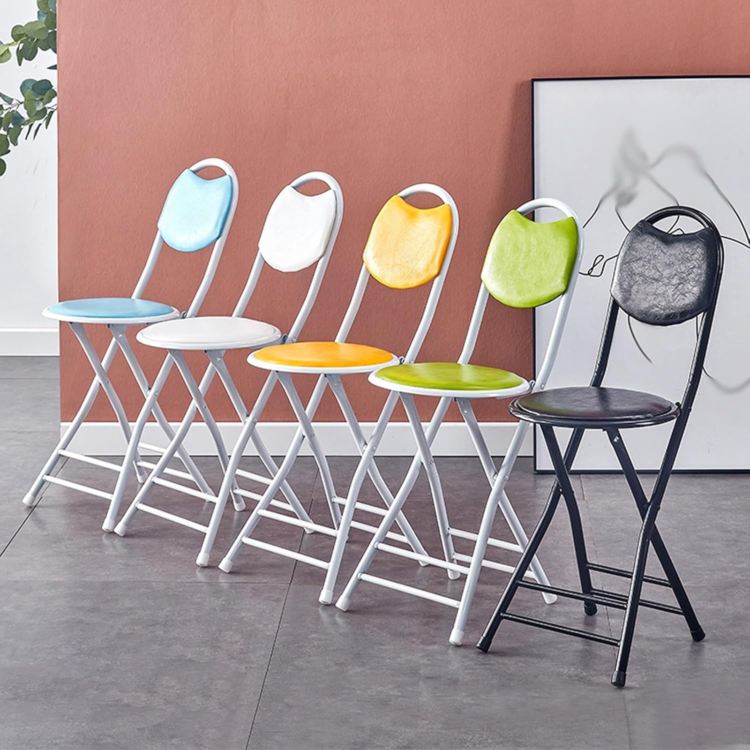 Foldable Stools - Event Folding Chairs - Easy to Move and Store,Medium Hole Design with high backrest,for Office Events Wedding(Green)